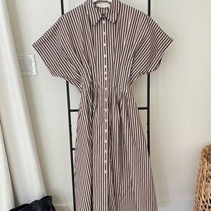 Anthropologie Tobie Button-Front Pleated Shirt Dress